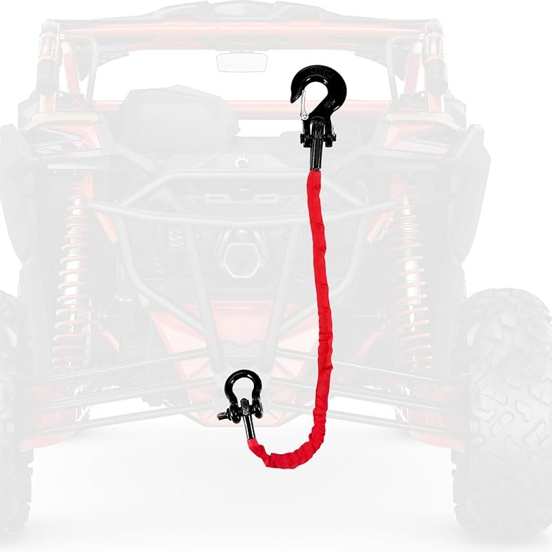 4FT Recovery Strap ATV UTV 18000lb with D Ring Shackle and Winch Hook Synthetic Tow Recovery Rope with Loops Premium
