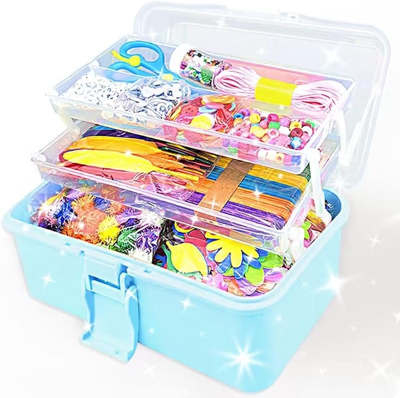 3000Pcs Arts and Crafts Supplies for Kids Girls 8-12 Craft Kit with Pipe Cleaners Beads Crafts for Kids DIY School