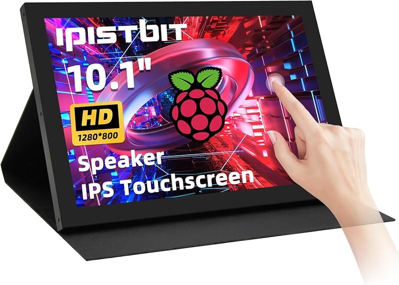 10.1inch Touchscreen Monitor, 1280x800 Dual-Speaker HDMI VGA Portable Monitor for PC/Laptop/Raspberry Pi/Banana