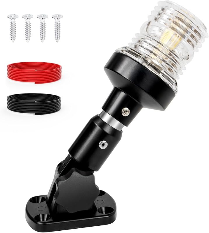 Anchor Light Stern Light for Boats LED, Boat Navigation Lights 3 Nautical Mile Visibility, Waterproof IP67 White Fold