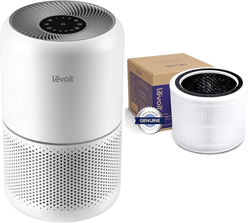 Air Purifier for Home Allergies Pets Hair 1095 ft2 Core300-P White Bundle with Replacement Filter Core 200S-RF White —