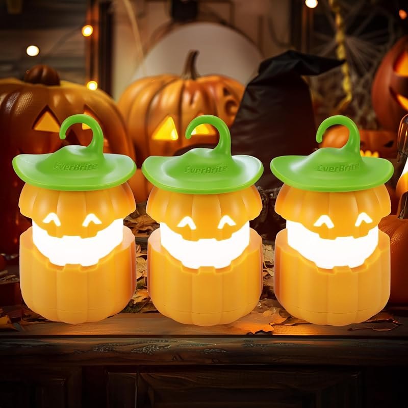 EverBrite 3-Pack Halloween Collapsible Pumpkin Lantern, Two Color Changing — halloween porch light for halloween porch