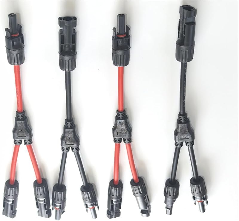 4pcs mc4 y connectors, 30amp Solar Connectors Photovoltaic Panel Adaptor Y Branch Plug 1 To 2 Parallel Connection Of