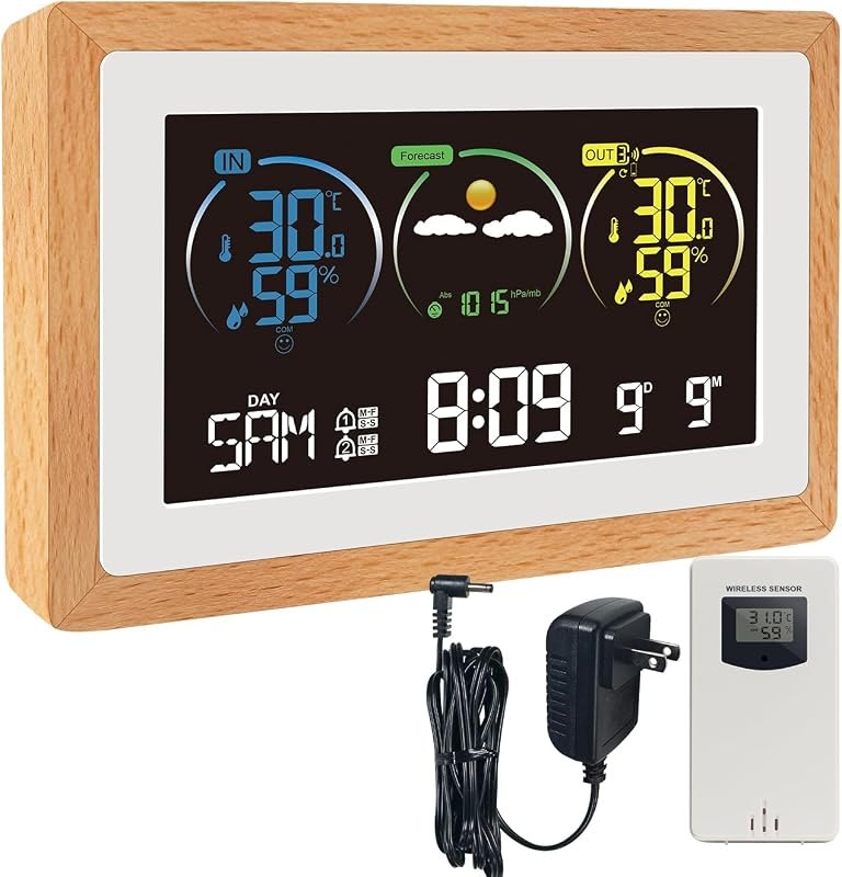 KETOTEK Weather Station Wireless with Sensor, Indoor Outdoor Thermometer, Digital Temperature Humidity Monitor with