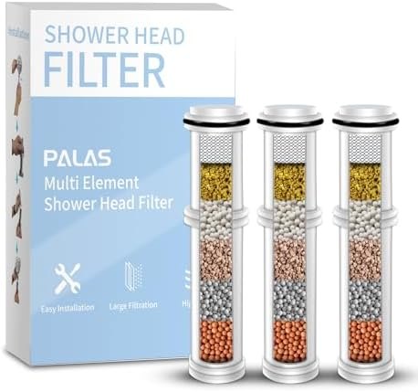 PALAS Shower Filter for Handheld Shower Head, 3 Packs Multiple Stages Multi Elements Replacement Filters for Chlorine