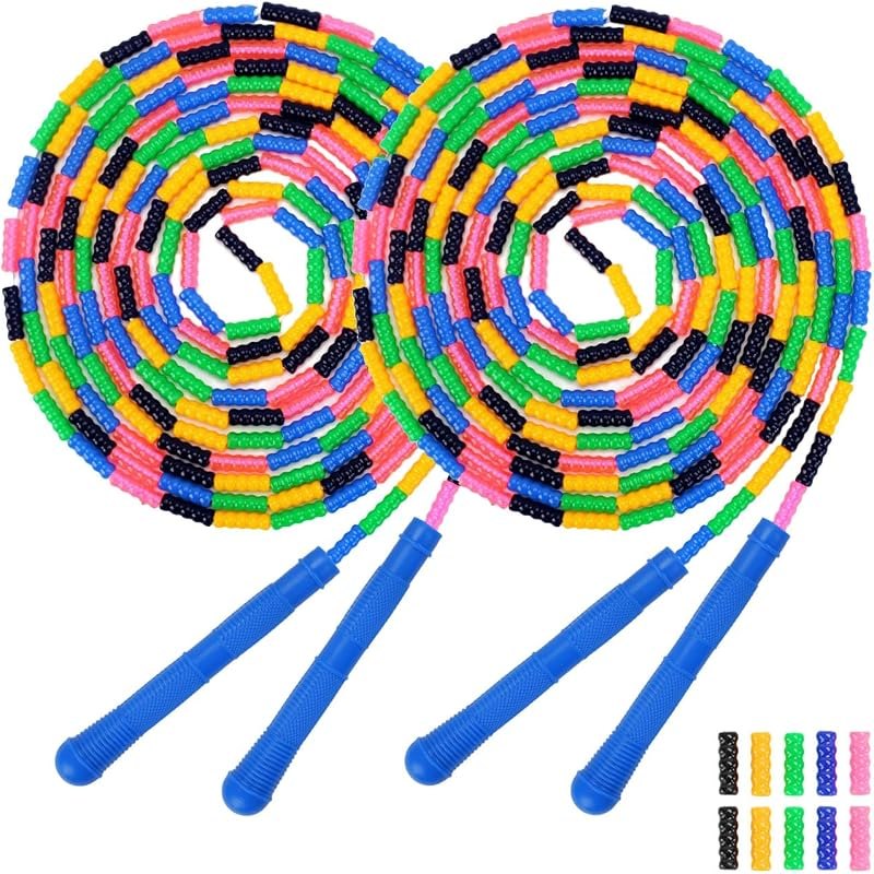 Dutch Jump Rope 16 FT 1 Pack/2 Pack, Long Soft Beaded Jump Rope, Adjustable Segmented Skipping Rope for Kids Adults
