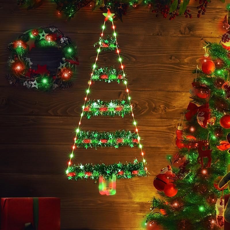 Toodour Christmas Decorations Indoor Lights, 2.65ft LED Christmas Lights, Red & Green Wall Window Hanging Light