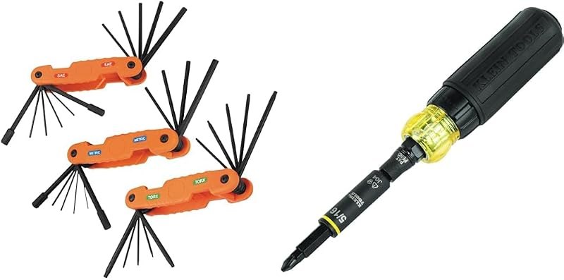 Klein Tools 70553 31-Piece Pro Folding Hex Key Set with Klein Tools 32500HDRT 11-in-1 Ratcheting Impact Rated