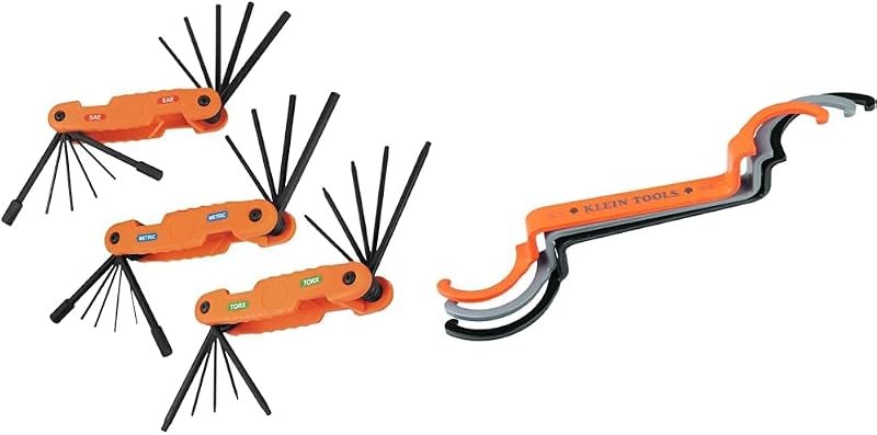 Klein Tools 70553 31-Piece Pro Folding Hex Key Set 50900R 3-Piece Conduit Lockout Wrench Set, Tighten and Loosen