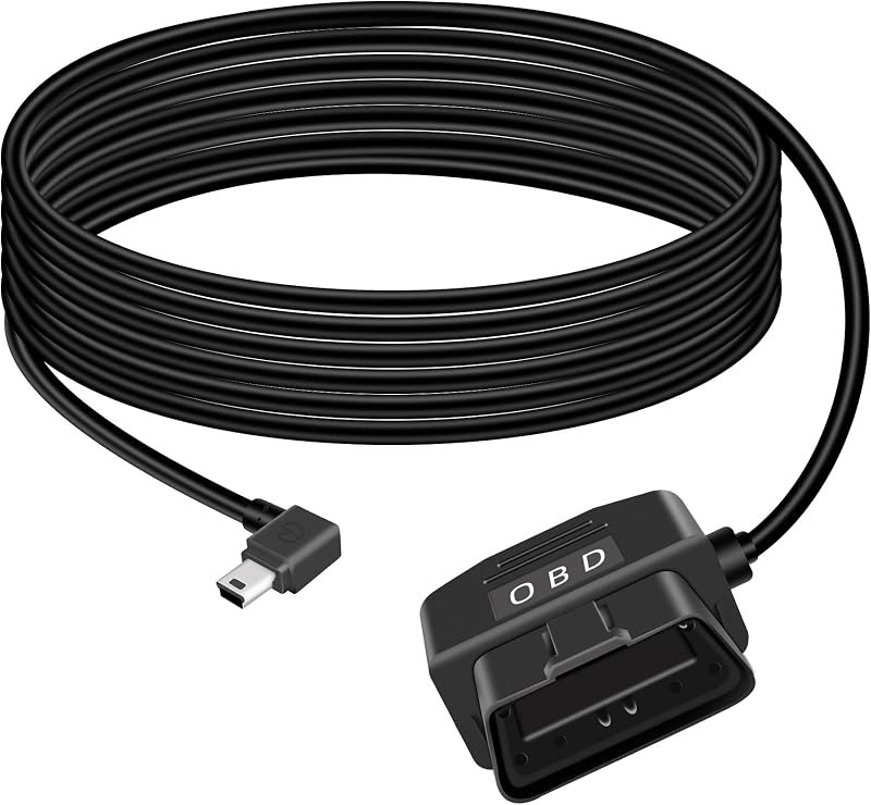 GELRHONR OBD Power Cable for Dash Camera, OBD2 Diagnostic Extension Adapter to 90Degree Mini USB with Switch Button