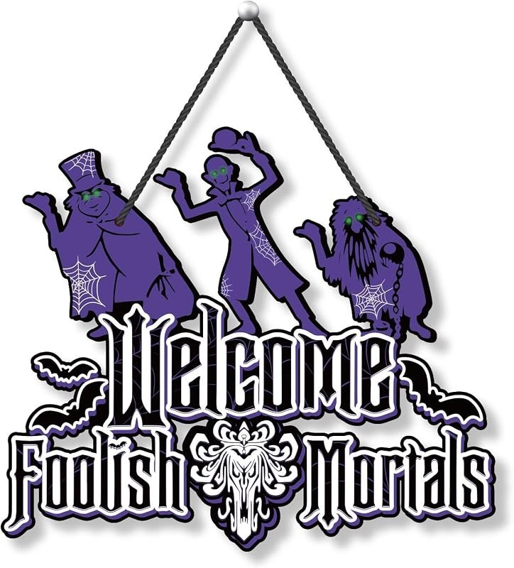 Halloween Welcome Foolish Mortals Signs, Halloween Decorations for Home — halloween haunted house prop for halloween