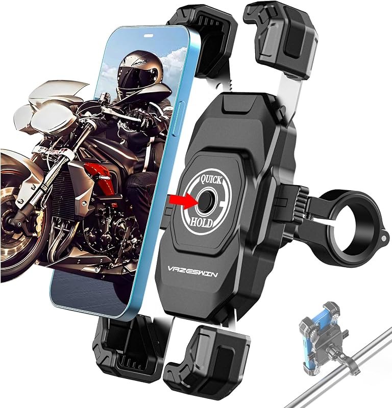 VAZESWIN Motorcycle Phone Mount, 1s Lock Bike Phone Holder with Safety Lock — best phone mount moto for phone mount moto