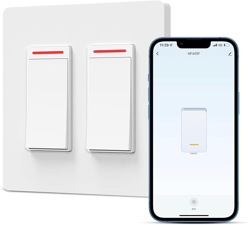 Smart Light Switch 2 Gang Single-Pole Switch 2024 New Model 10A, Works with Siri, Alexa and Google Home,Voice and