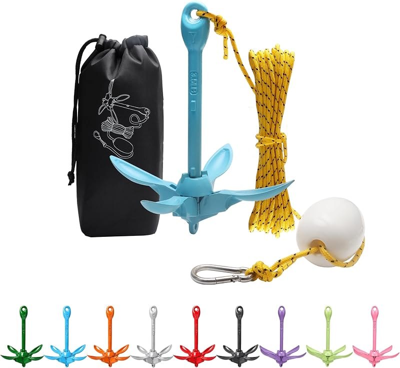 Kayak Anchor Boat Anchor for Kayaks, Canoes, SUP Paddle Boards & Jet Skis, Folding Anchor with 40ft Anchor Tow Rope