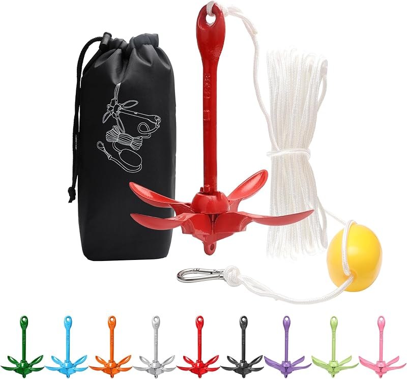 Kayak Anchor Boat Anchor for Kayaks, Canoes, SUP Paddle Boards & Jet Skis, Folding Anchor with 40ft Anchor Tow Rope