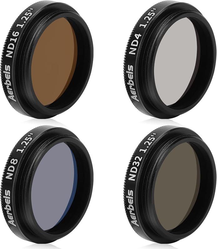 Neutral Density Filter Kit ND4 ND8 ND16 ND32, 1.25 Inch Moon Filter for Telescope, Reduces Moon Glare and Enhances
