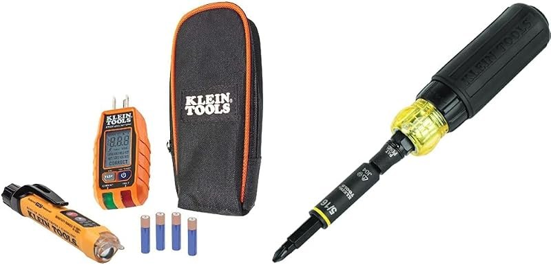 Klein Tools Electrical Test Kit with GFCI Tester, Voltage Detector and 11-in-1 Ratcheting Screwdriver — electrical