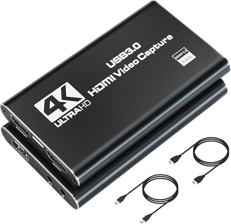 4K HDMI Capture Card for Streaming, Full HD 1080P 60FPS Capture USB 3.0 Audio Video Capture Card,for