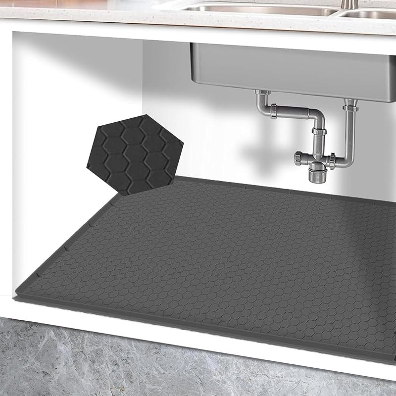25“ x 19“ Waterproof Under Sink Mat for Bathroom,Kitchen,Pet Feeding Mat — under sink organizer for under sink organizer