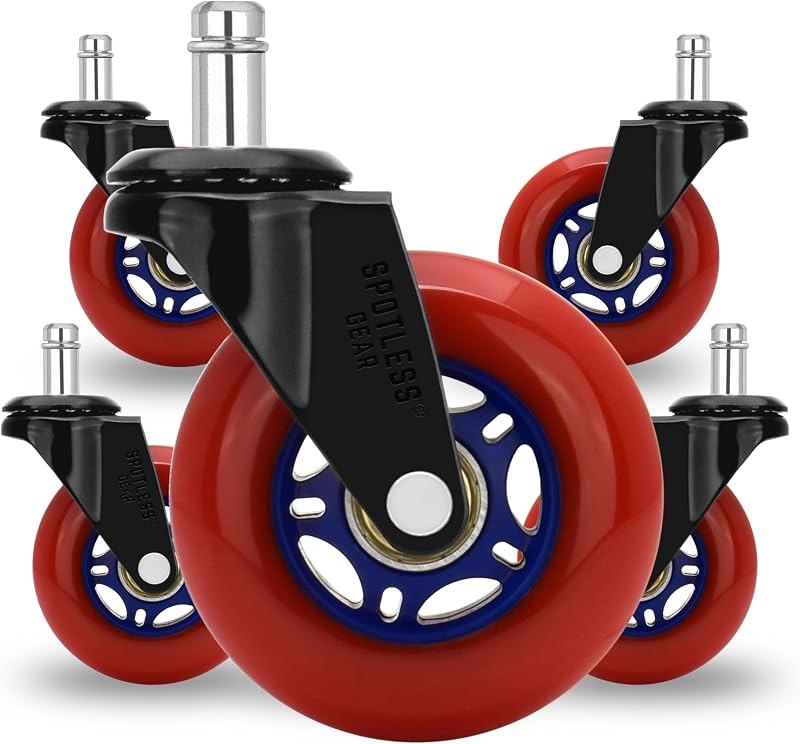 Roller blade Office Chair Wheels for Gaming Chair, 3 inch Replacement Rubber Casters for Hardwood Floors & Carpet