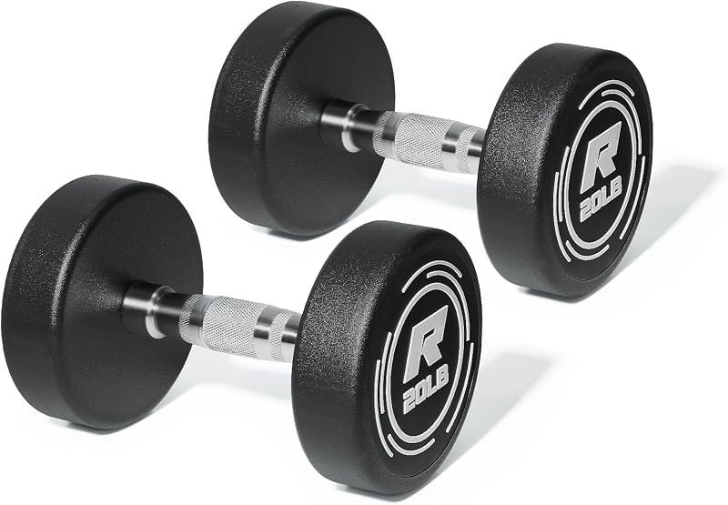 RitFit 5-250 LBS PVC Encased Round Dumbbell sets with Knurled Handle and Optional Rack, Strength Training Equipment
