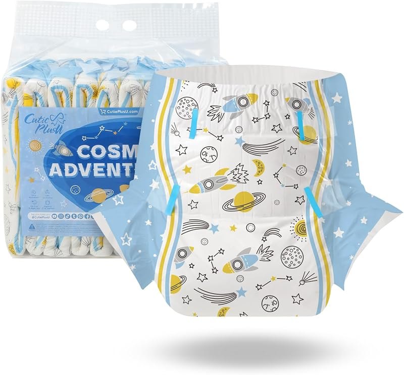 CutiePlusU Adult Diapers 10 Pieces, Disposable Incontinence Briefs with Tabs for Women and Men, Maximum Overnight