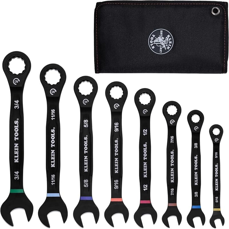Klein Tools 69408G Ratcheting Combination Wrench Set, SAE, 8-Piece — ratchet wrench set for ratchet wrench set