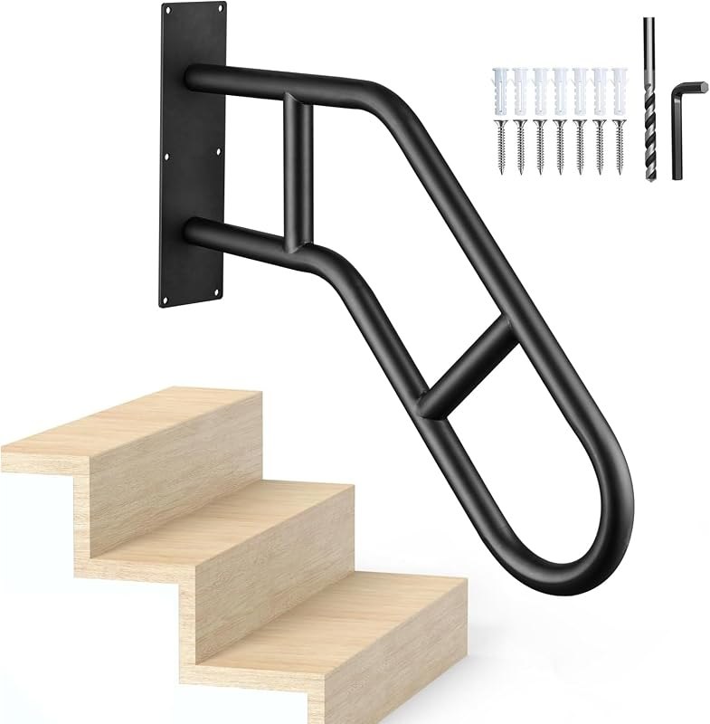 Handrails for Outdoor Steps,Stair Railing Indoor 1-3 Step,Hand Rails for Elderly, Porch Railing & Deck Hand Rail Wall