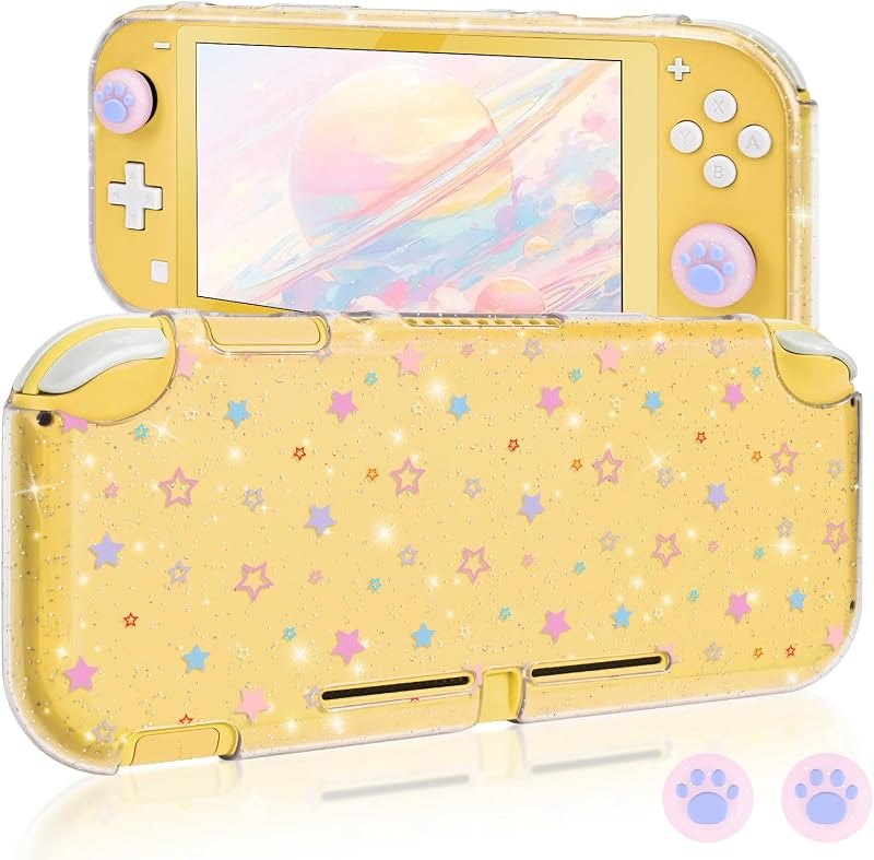 Protective Case Suitable for Switch Lite Console 2019, TPU Soft Shell Anti-Slip Shock-Absorption Crystal Protective
