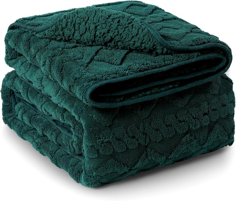 Kaisa Weighted Blankets for Adults 15 lbs 60"x80" Queen Size, Reversible Double Sided Fleece Plush Sherpa Jacquard