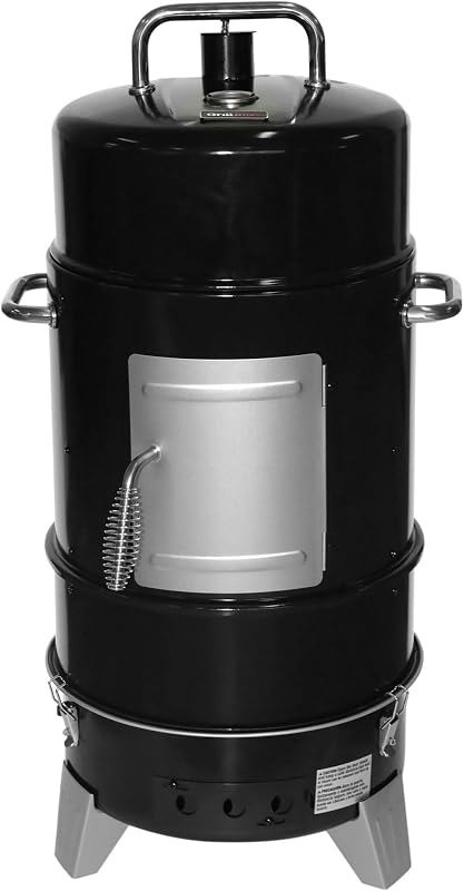 Grill Boss 4 Tier Vertical Freestanding Charcoal Smoker Portable BBQ Grill with Temperature Gauge for Outdoors, 564