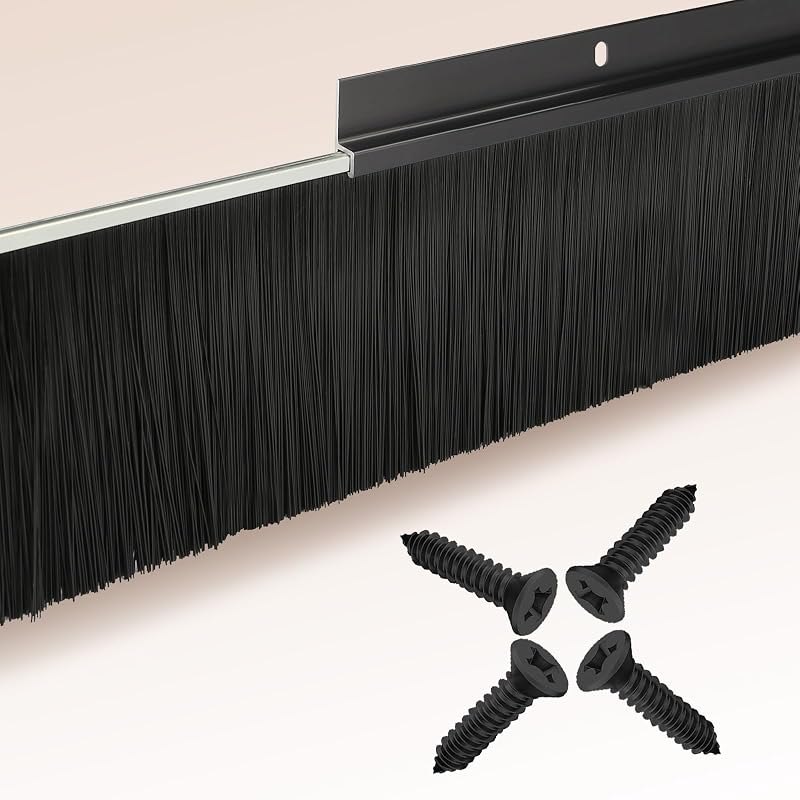 4 Pack Garage Door Brush Seal, Black Brush Sweep for Roll-Up Doors, 13.1 FT — garage door weather seal for garage door
