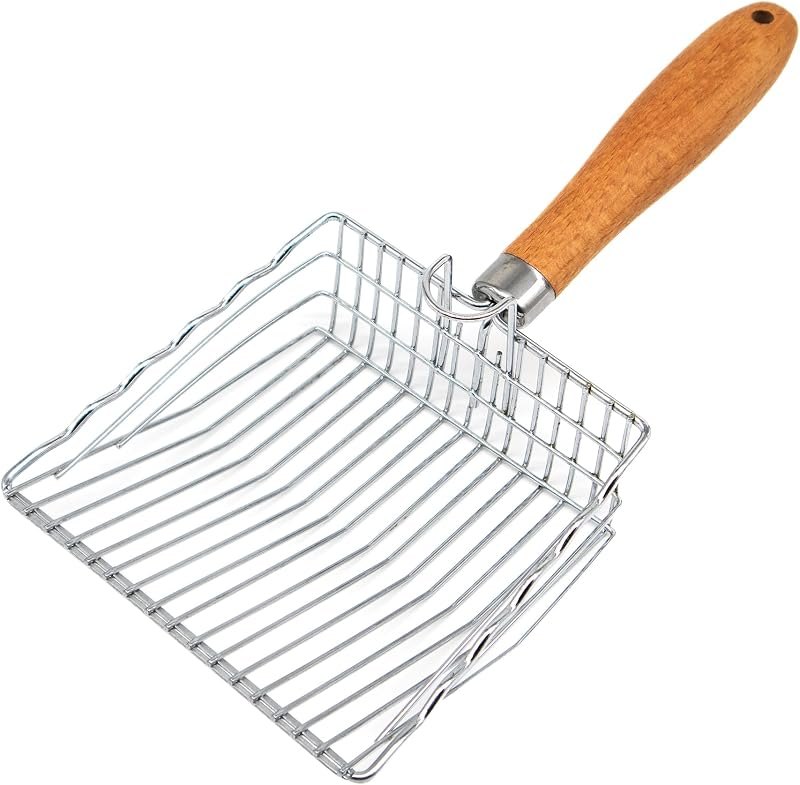 L.D.Dog Cat Litter Scoop, Kitty Litter Scooper Metal, Deep Shovel, Wood Handle, Litter Box Fast Sifting for Cats and