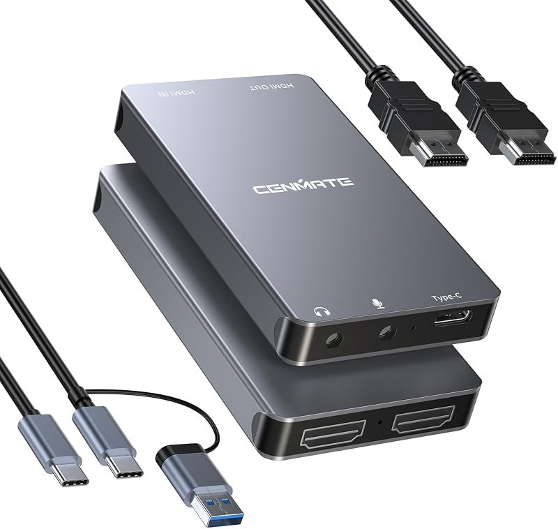 CENMATE Aluminum HDMI Capture Card, USB 3.0 1080P 60FPS Audio Video Capture Card for Streaming/Gaming/Video