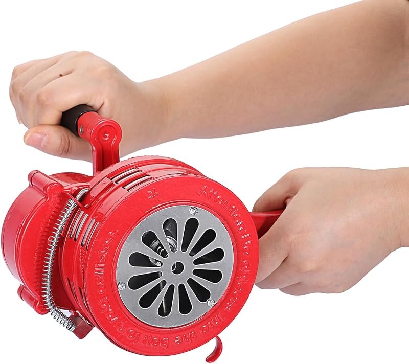 Sumnacon Hand Crank Siren Manual Operated Air Raid Siren with Handle, Red — Seismic Alert Siren for seismic alert siren
