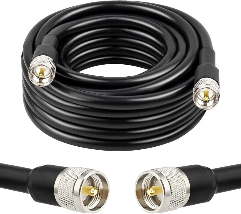 XRDS -RF CB Coax Cable 20FT, KMR 400 UHF PL-259 UHF Male Coax Cable Low Loss 50 ohm for Ham Radio CB,Amateur,Ham