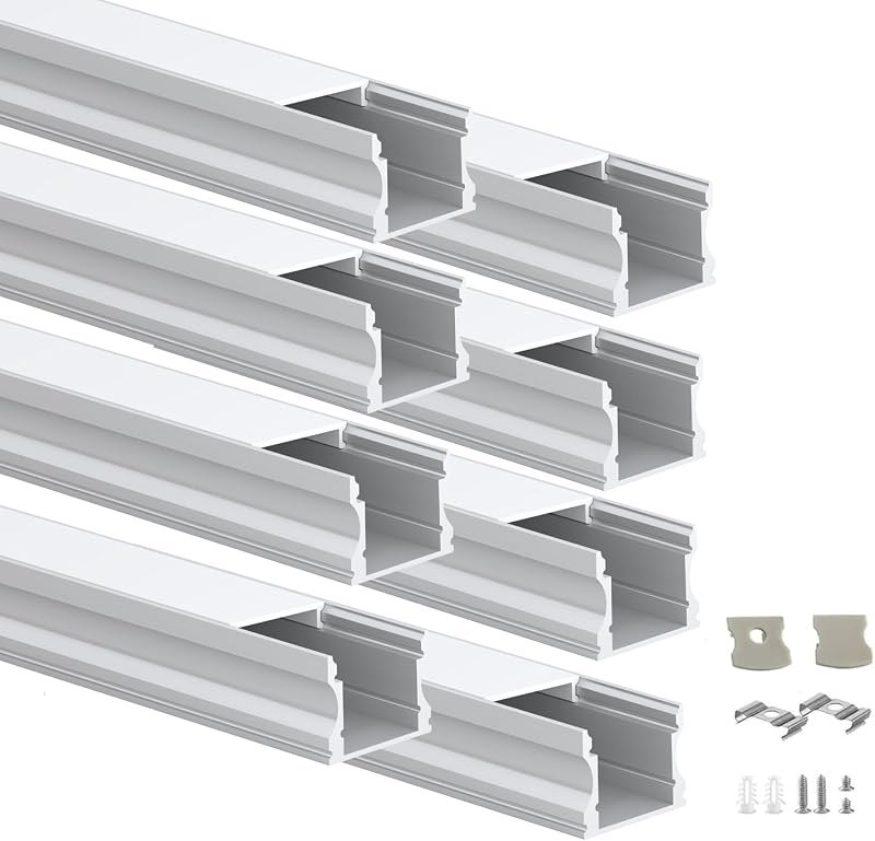 Besseto LED Aluminum Channel,Spotless Deep LED Strip Channel Silver 8x2m — under cabinet led lights for under cabinet