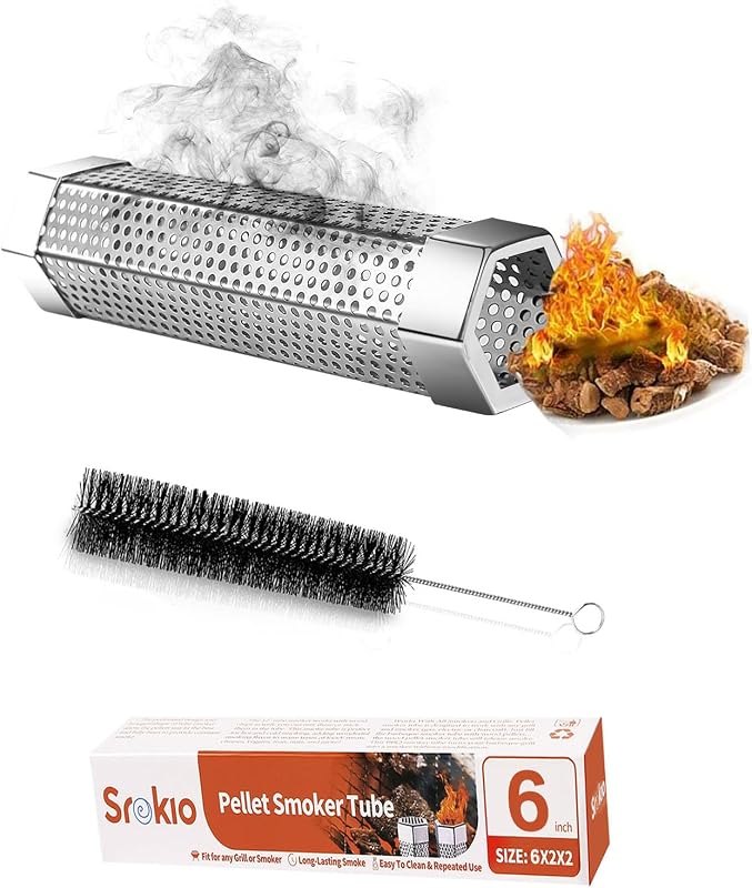 Smoke Tube for Pellet Smoker 6 Inch Smoker Tube BBQ Stainless Steel for Grills Hot or Cold Smoker Accessories with