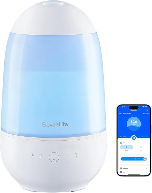 GoveeLife Humidifiers for Bedroom, Smart Cool Mist Air Humidifier for Baby, Nursery, Plants, Easy to Clean & Top Fill