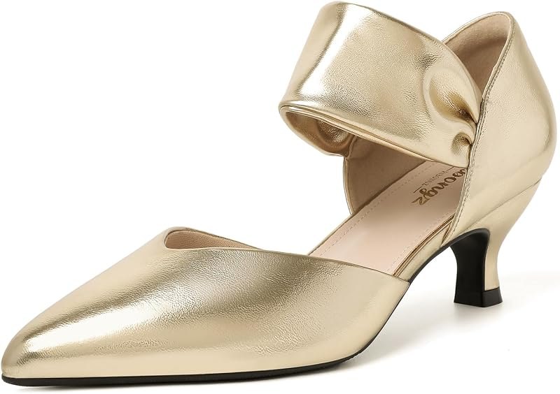 Kitten Heels for Women Closed Toe Comfortable Low Heels Pointed Toe Sexy Slip on Pumps Bridal Party Dressy Shoes —