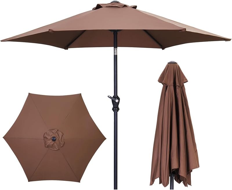 GDY 7.5FT Patio Umbrella Outdoor Table Umbrella,Market Umbrella with Push Button Tilt and Crank for Garden, Lawn