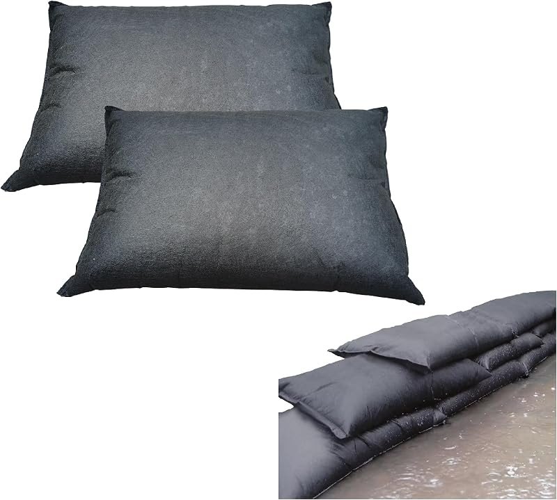 2-Pack 23.62" x 15.75" Water Activated Flood Bags Sandless Sandbags for Flooding Black — Flood Barrier Sandbags for