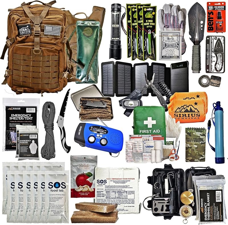 Bug Out Bag - Premium Bugout Backpack Pre-Packed Survival Kit - Ultimate 72 Hour Backpack Survival Kit - Comprehensive