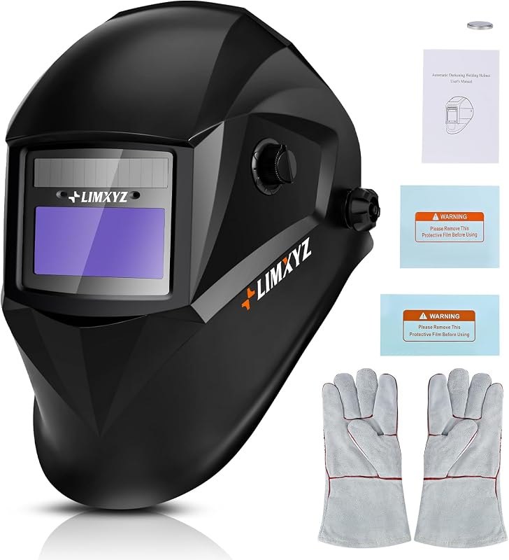 Welding Helmet Auto Darkening,Welding Hood Solar Powered 3.66 * 1.69",Mask With 2 Arc Sensors,Wide Shade 4/9-13