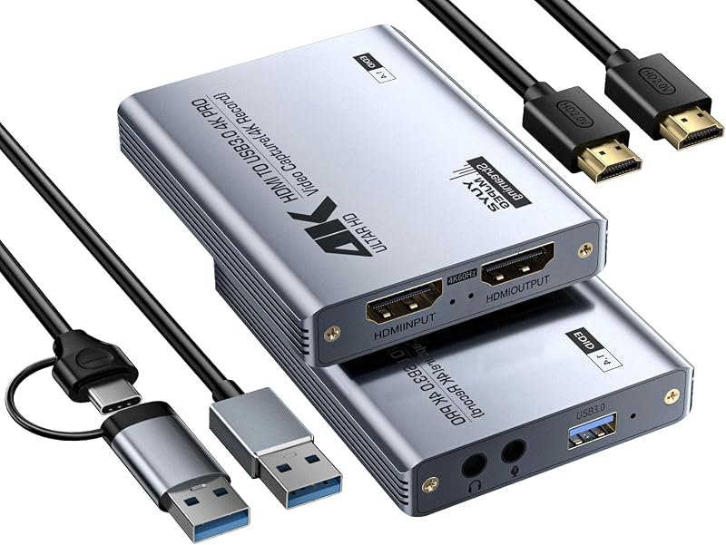 USB3.0 HDMI Capture Card, 4K Passthrough, 1080P60 2K30 Recording — best camera capture card for camera capture card