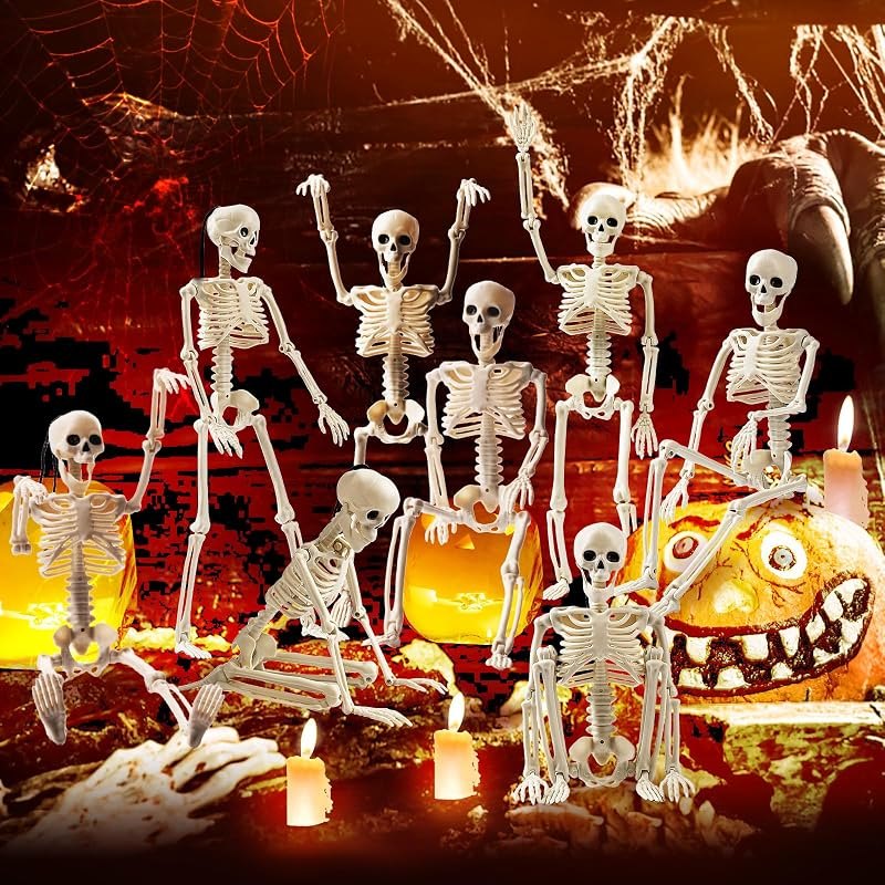 Skeleton Halloween Decorations, 5Pcs 16inch Full Body Posable Joints — best halloween hanging skeleton for halloween