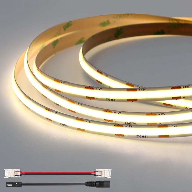 Cob LED Strip Light 16.4ft, 12V Tape Lights, Natural White 4000k, Cuttable — LED rope lights for led rope lights