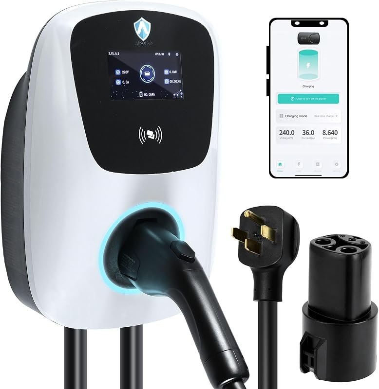 Level 2 EV Charger 240V/48A J1772 Electric Vehicle Charger NEMA 14-50 Plug Charging Station w/for Tesla Adapter w/App