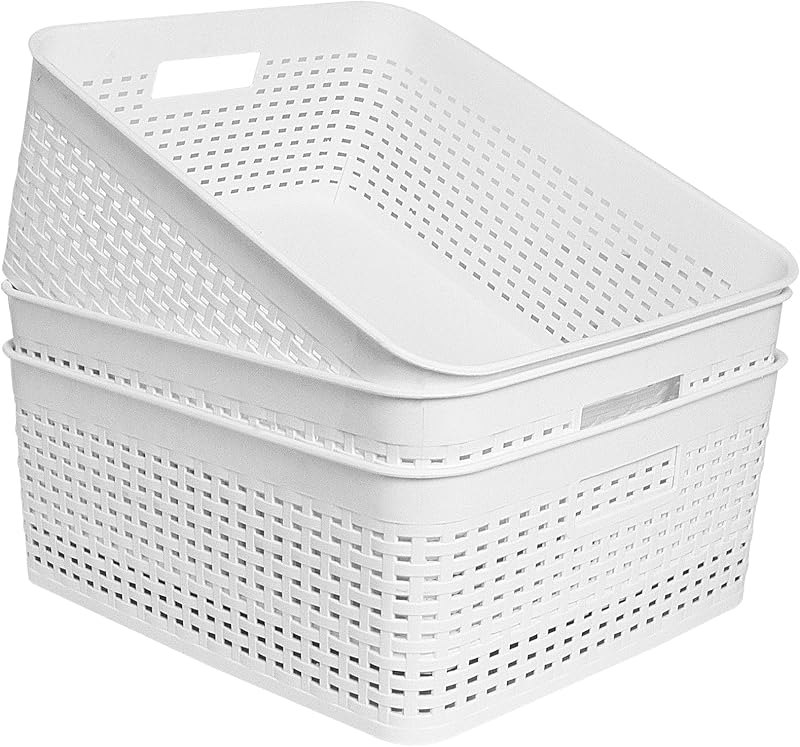 Soddeph Plastic Storage Baskets for Cabinets, Household Pantry Organization with Handle,Organizer Bins for