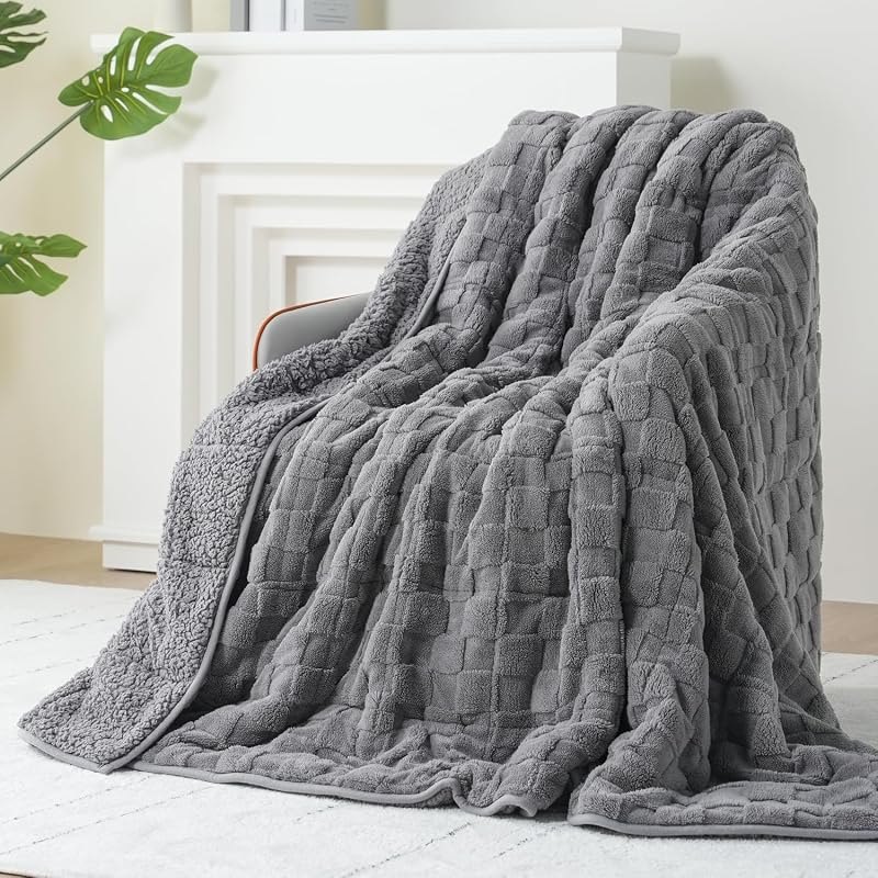 Dual Sided Weighted Blankets for Adults, Buttery Soft Stylish Checkered Heavy Blankets for Couch Sofa Bed -